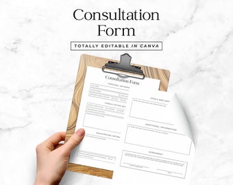 New Client Consultation Form Small Business Editable Canva Template Digital Download Customer Intake Card Printable Sheet FT6
