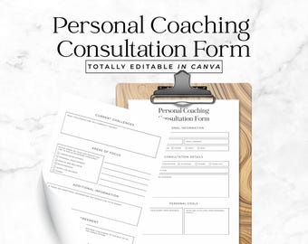 Personal Coaching Consultation Form Health Lifestyle Coach Intake Editable Canva Template Client Onboarding Questionnaire FT10
