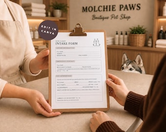 Dog Grooming Intake Form Pet Groomer New Client Questionnaire Grooming Business Client Information Sheet Editable Canva Template PB3