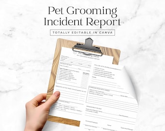 Dog Grooming Incident Report Card Groomer Accident Form Pet Salon Business Template Customizable in Canva Instant Digital Download IR1