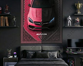 Mercedes C63 AMG Tapestry – Modern Automotive Garage Wall Art