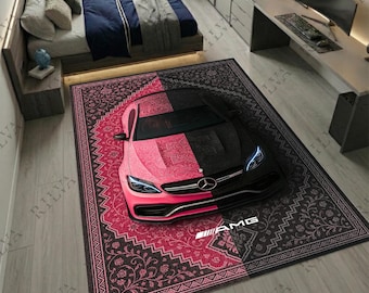 Mercedes C63 S AMG Floor Rug | Automotive Art, Garage Decor