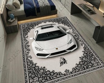 Lamborhgini Huracan - Customizable Car Rug – Turkish Persian Style, Personalized Gift