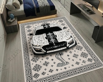 Mustang GT500 Floor Rug Car Rug Inspired Automotive Decor