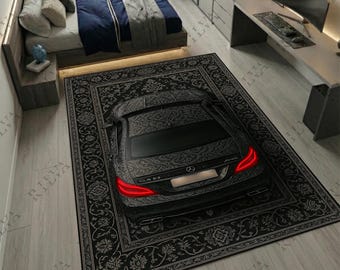 Mercedes CLS 63 - Custom Car Rug – Boho Persian Design with Personalized Plate