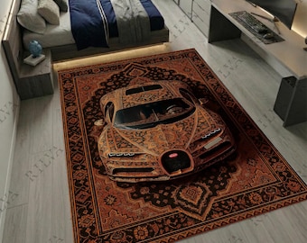Bugatti chiron - Custom Car Rug – Personalized Persian Style Accent Rug