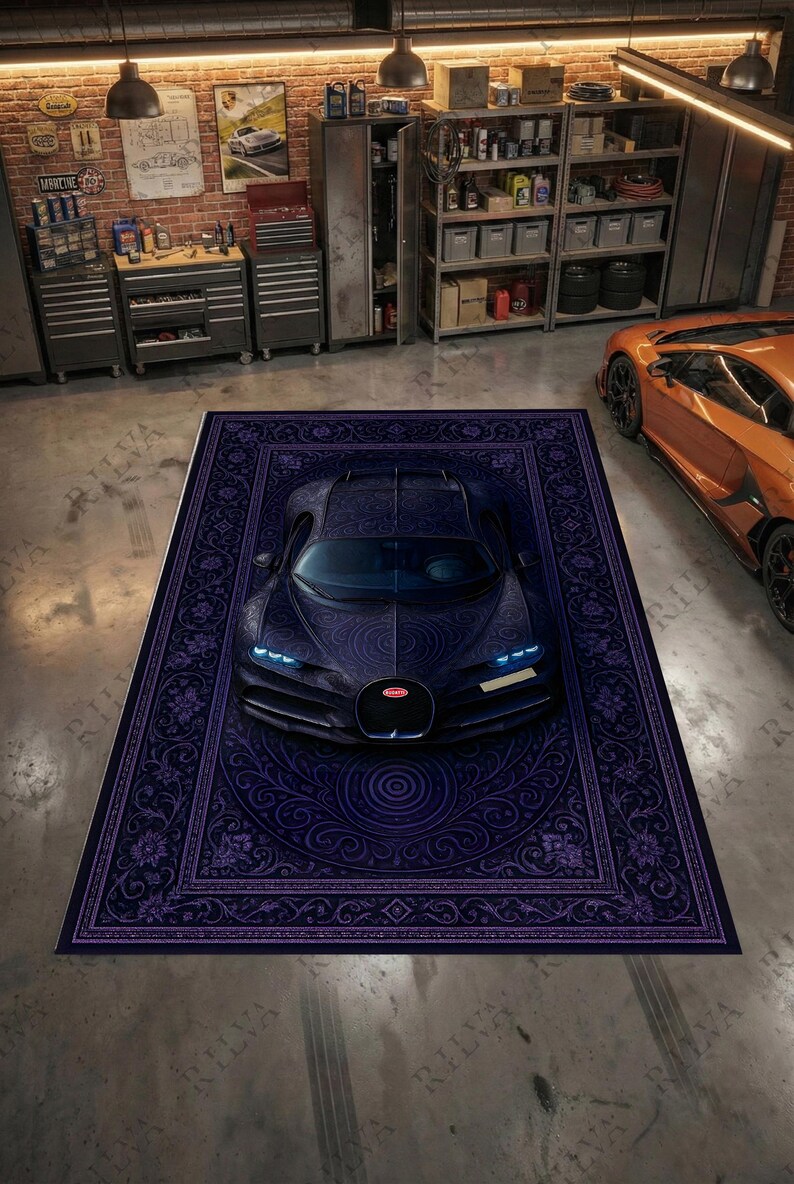 Bugatti Chiron Purple - Custom Car Rug – Artistic Persian Style ...