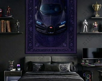 Bugatti Chiron Wall Tapestry – Modern Oriental Style Car Art