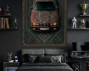 BMW E34 Car Rug – Wall Tapestry, Auto Accessories Home Decor