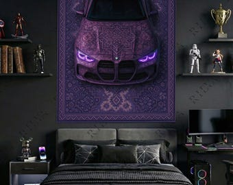 BMW M3 Purple Edition Tapestry – Modern Car Wall Art