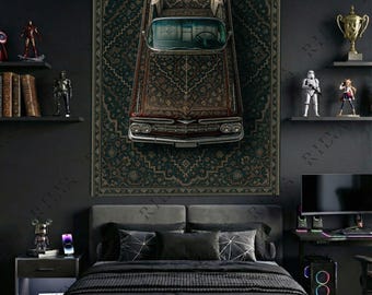 Chevrolet Impala Wall Tapestry – Retro Car Art Rug, Persian Pattern Decor
