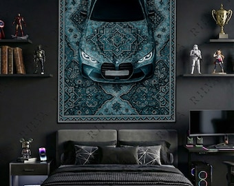BMW M4 Tapestry – Modern Car Art, Minimalist Home Decor
