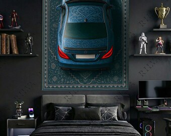 Mercedes CLS S Wall Tapestry – Luxury Car Rug Wall Art for Modern Spaces