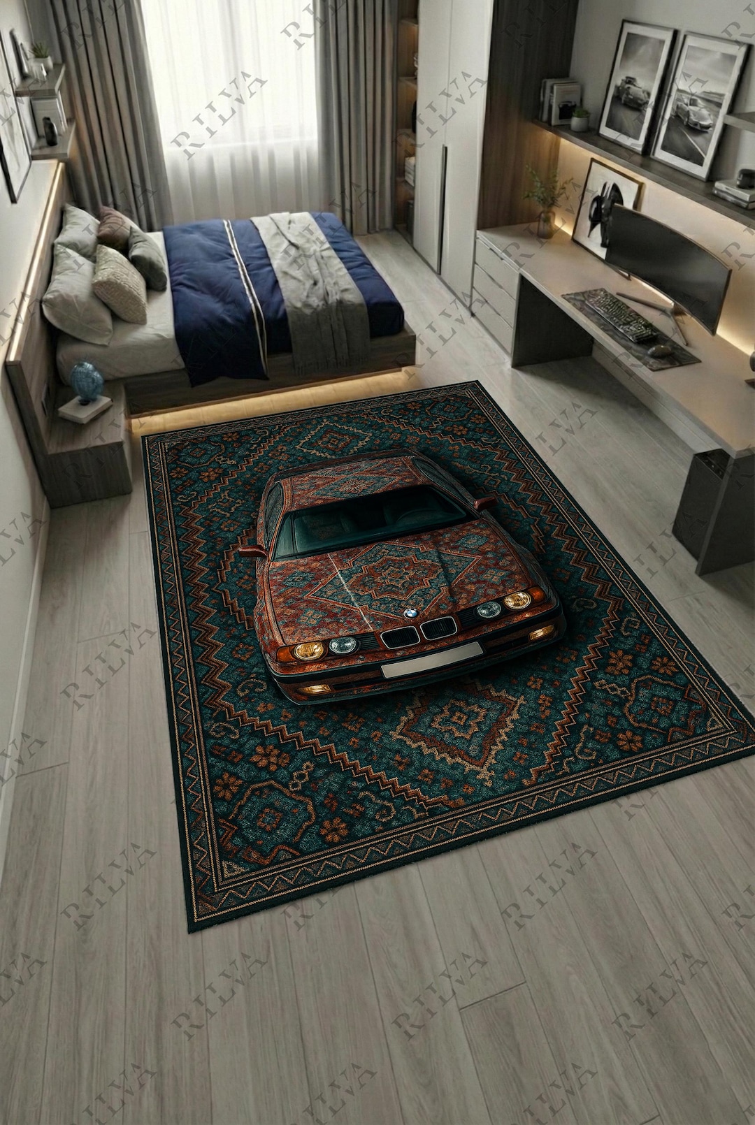 BMW E34 Car Rug – Persian Style Auto Decor Floor Mat - Etsy
