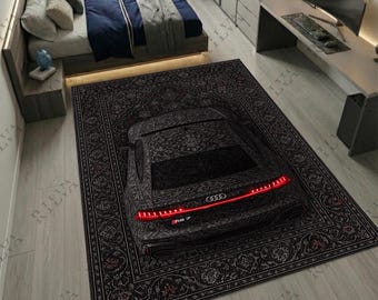 Audi RS 7 Retro-Modern Car Rug – Personalized License Plate, Persian Fusion