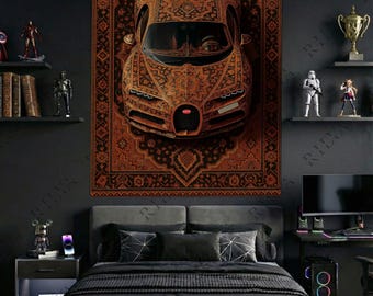 Bugatti Supercar Wall Tapestry – Modern Automotive Art Rug