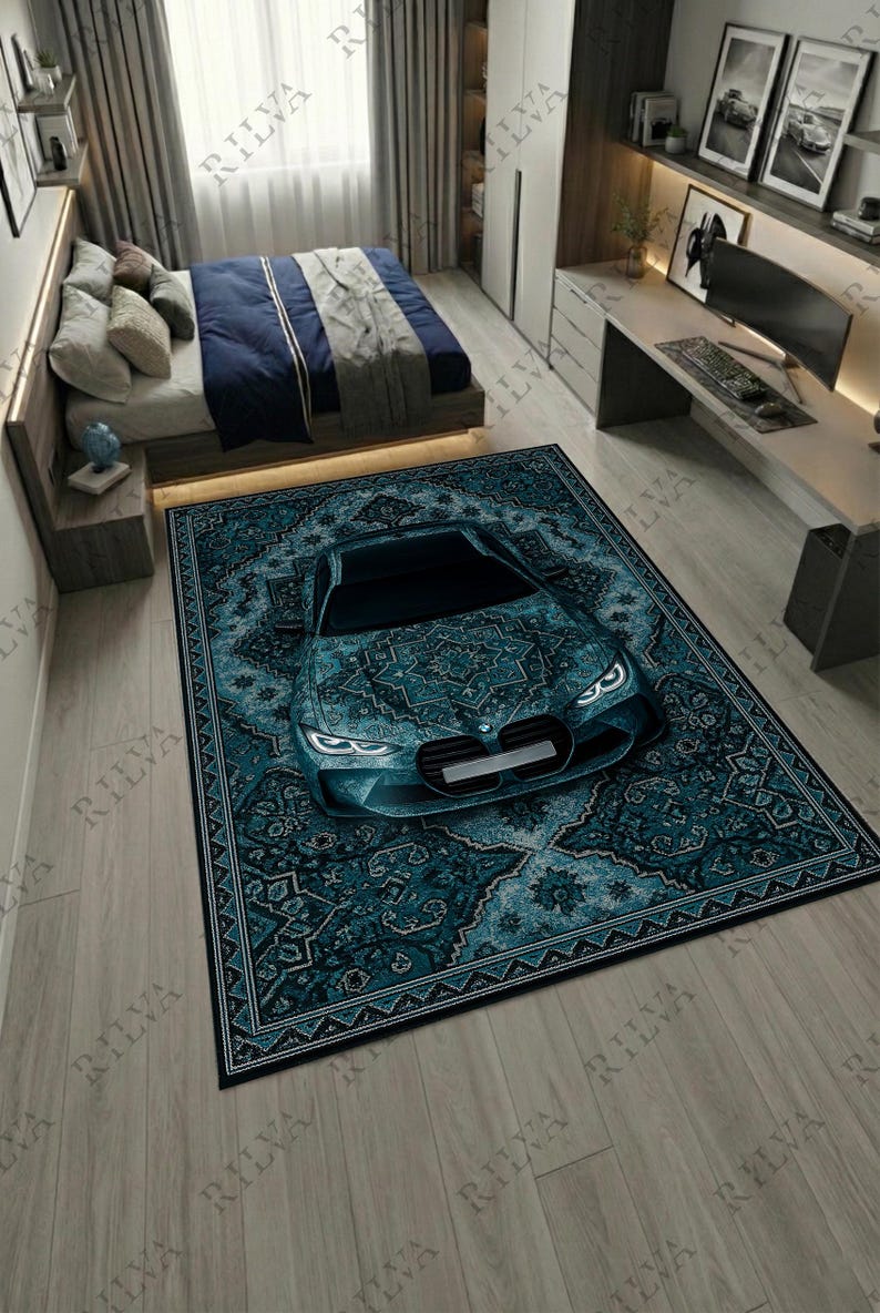 BMW M4 CS - Custom Car Rug – Personalized License Plate, Oriental ...