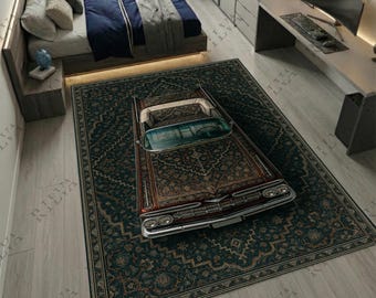 Chevrolet Impala Rug – Vintage Car Art, Washable Floor Decor