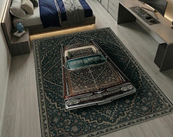 Chevrolet Impala Rug – Vintage Car Art, Washable Floor Decor