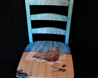 Hand painted underwater themed chair
