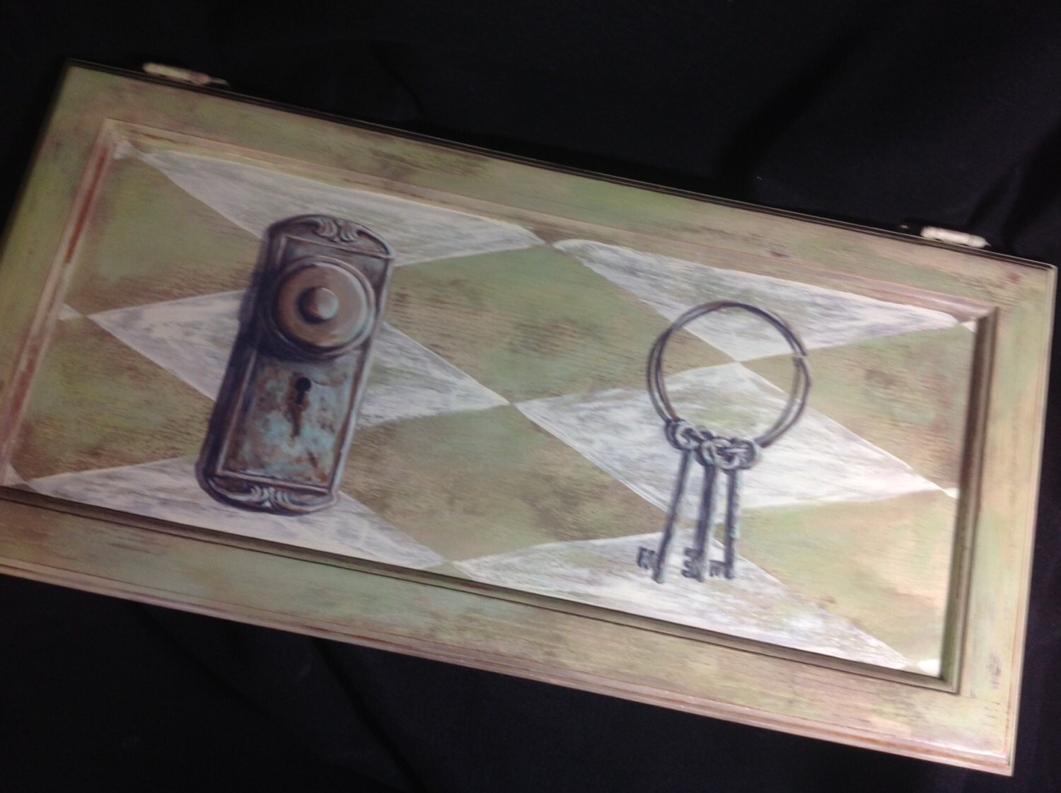 Chalk Painted Upcycled Cabinet Door Art Ooak