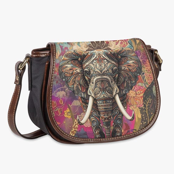 Elephant Saddle Bag: Vegan Leather Boho Crossbody Purse - Etsy Israel