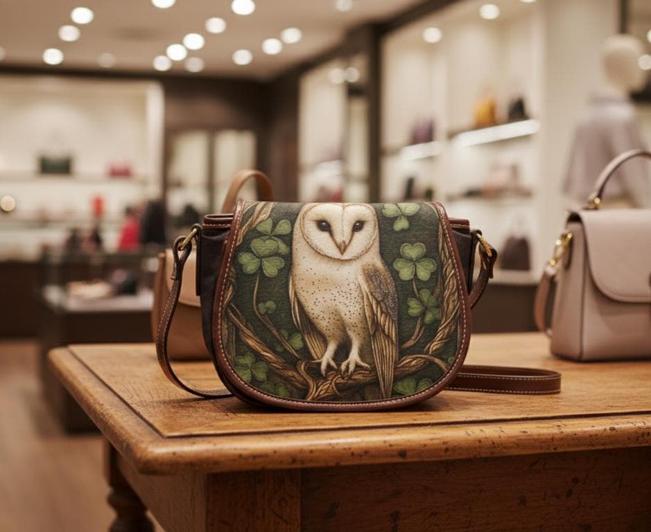 Barn Owl Saddle Bag: Forest Green PU Leather Crossbody