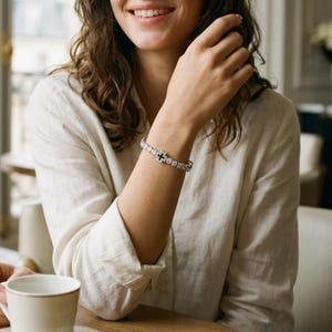 Bracelet tennis croix, bracelet chaîne en zircon plaqué platine, cadeau pour femme
