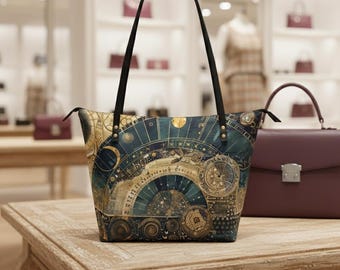Bolso Tote De Astronomía Vintage: Cuero PU, Estampado Celestial