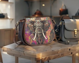 Elephant Saddle Bag: Boho Vegan Leather - Adjustable Strap - Etsy