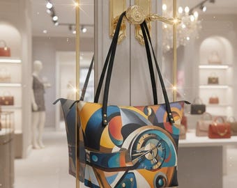 Bolso Tote: Arte De Reloj Abstracto – Cuero PU Suave, Diseño Espacioso