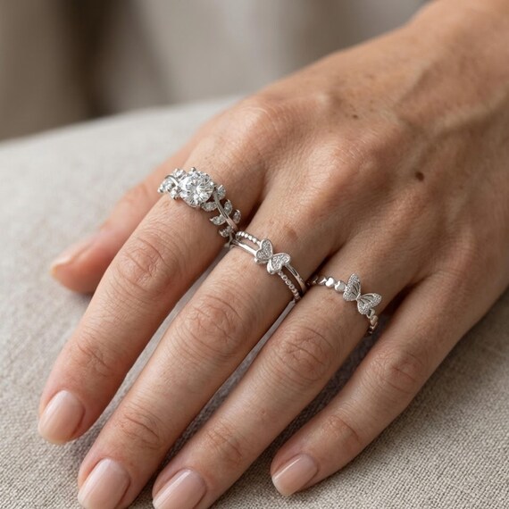 Butterfly Silver Ring, Adjustable, Minimalist Everyday Style (Women's)