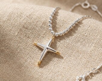 Collar de Cruz Geométrica para Mujer, Joyería Dorada de Estilo Moderno