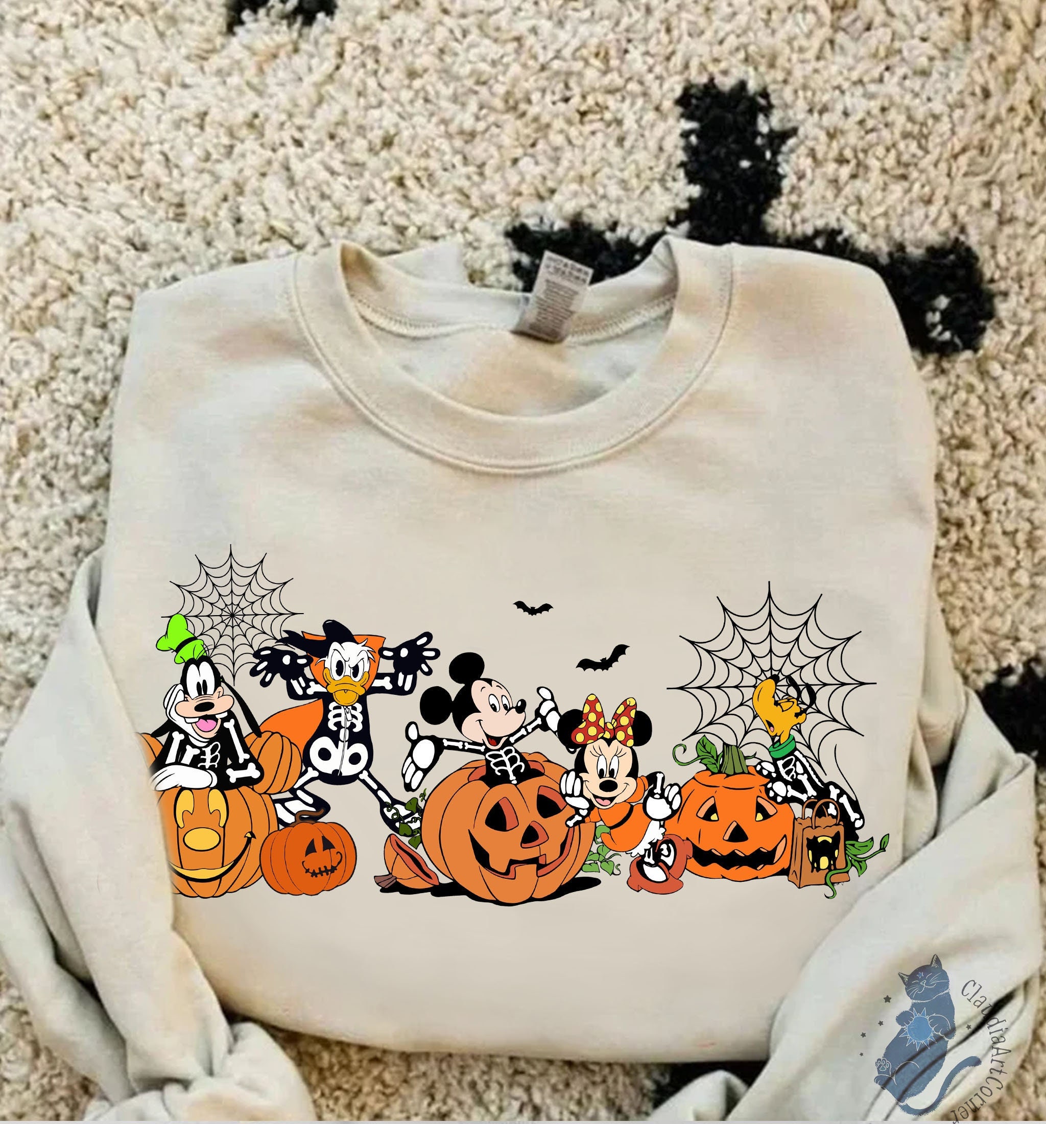 Vintage Disney Halloween Sweatshirt, Disney Skeleton