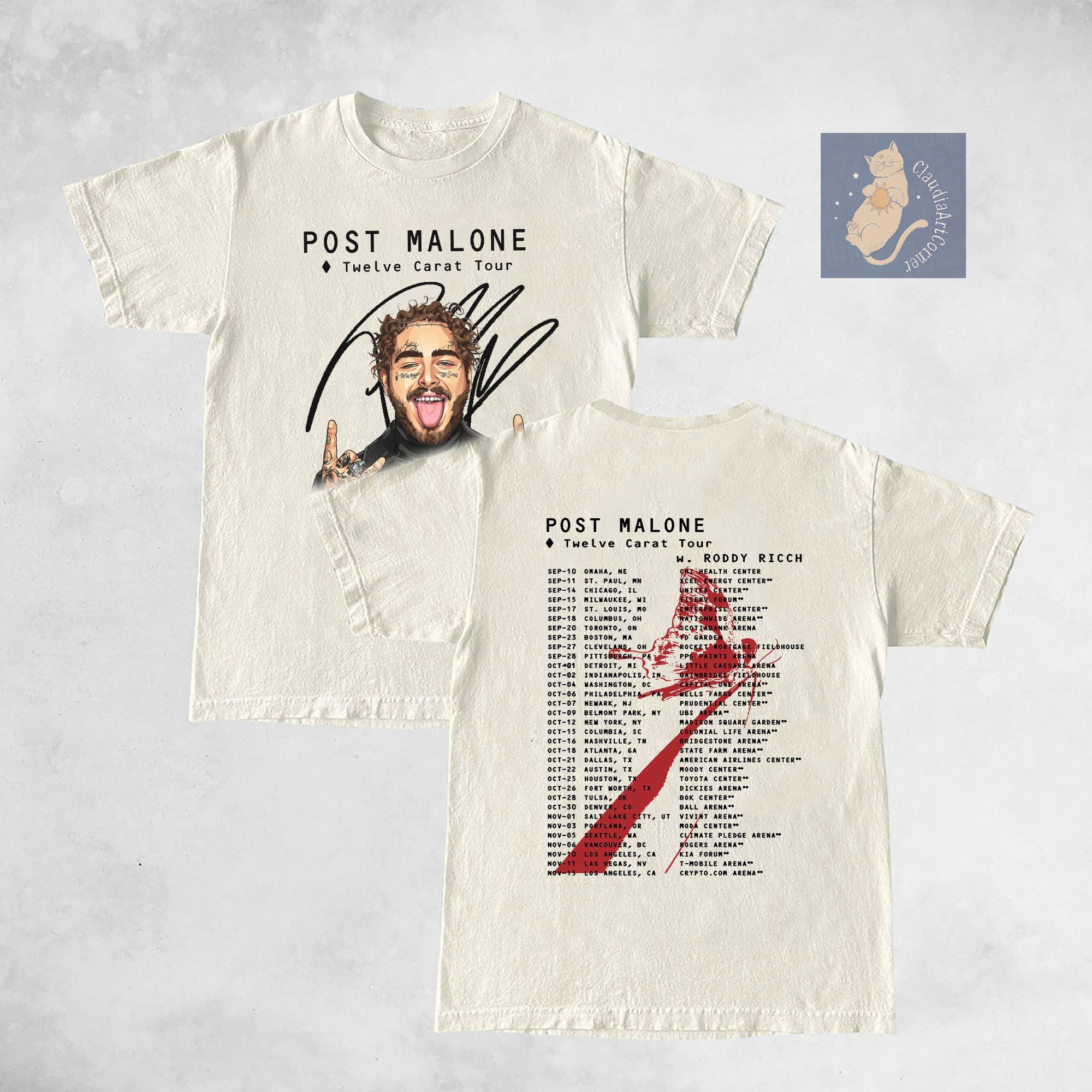 Post Malone Twelve Carat Tour Tshirt