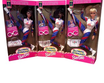 Olympic Gymnast Barbie 1996 Atlanta Games Set 3 Dolls 15123 15124 15125 NEW