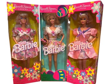 Russell Stover Candies Barbie Doll Set 3 1995 1996 Special Edition Spring Easter