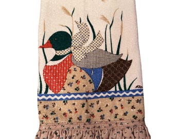 Cannon Kitchen Hand Towel Cream Vintage 1984 Mallard Duck Ruffle Cottagecore