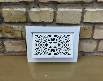 Buzón metálico de diseño: inserto para puerta cortado con láser a medida, placa de buzón geométrica minimalista para hogares modernos.