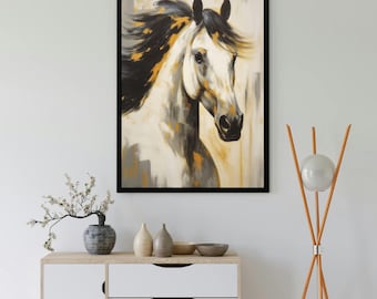 Abstraktes Pferd Kunstdruck, Moderne Pferde Gemälde (Digitaler Download)