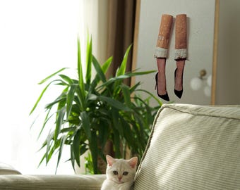 Surreal Legs Wall Art Print, Modern Minimalist Collage Poster, Quirky Fashion Illustration, Digital Download