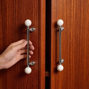 Marble Pattern Closet Pull: Silver Cabinet Handle, Wardrobe Handles