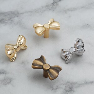 Nursery Drawer Knob: Brass Bow Cabinet Handle, Dresser Knobs