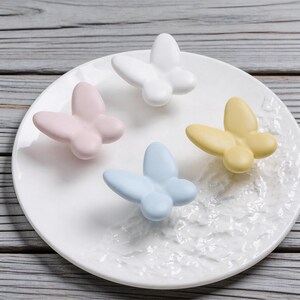 Ceramic Dresser Knob: Girls Room Closet Knob, Butterfly Drawer Knobs