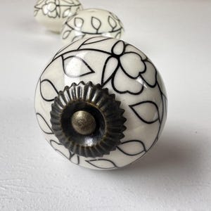 Vintage Style Cabinet Knob: Ceramic Drawer Knob, Hand Drawing Art