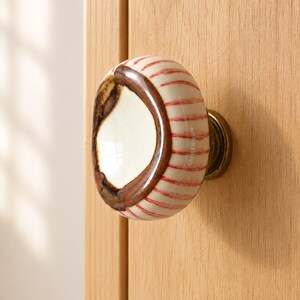 Ceramic Drawer Knob: Hand Drawing Art, Rustic Cabinet Knob