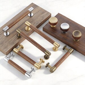 Poignées de tiroir en bois et en laiton : quincaillerie pour armoires et armoires