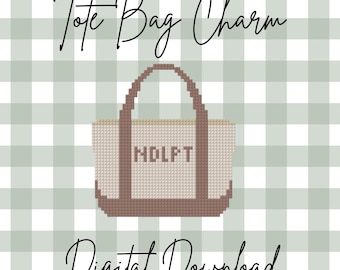 Tote Bag Needlepoint Chart | NDLPT Bag Charm | Preppy Needlepoint Digital Pattern | Mini Tote Needlepoint Design | Cross Stitch  Chart