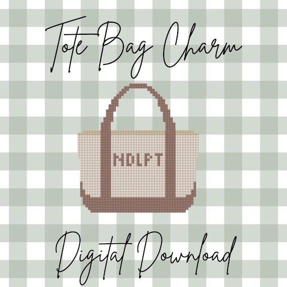 Tote Bag Needlepoint Chart | NDLPT Bag Charm | Preppy Needlepoint Digital Pattern | Mini Tote Needlepoint Design | Cross Stitch  Chart