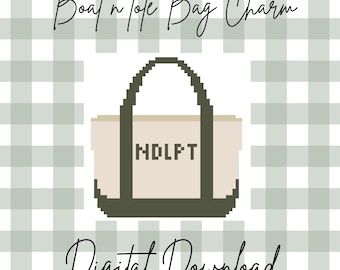 Tote Bag Needlepoint Chart | NDLPT Bag Charm | Preppy Needlepoint Digital Pattern | Mini Tote Needlepoint Design | Cross Stitch  Chart